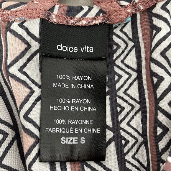 Dolce Vita Romper V-Neck Open Back Geometric Designs Black Pink Size Small S - Picture 12 of 16